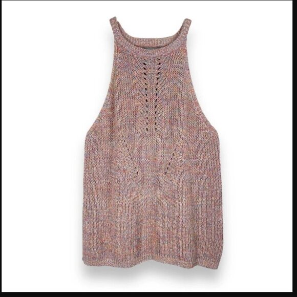Anthropologie High Neck Pointelle Sleeveless Knit Halter Sweater XS Petite NWT - Picture 1 of 9